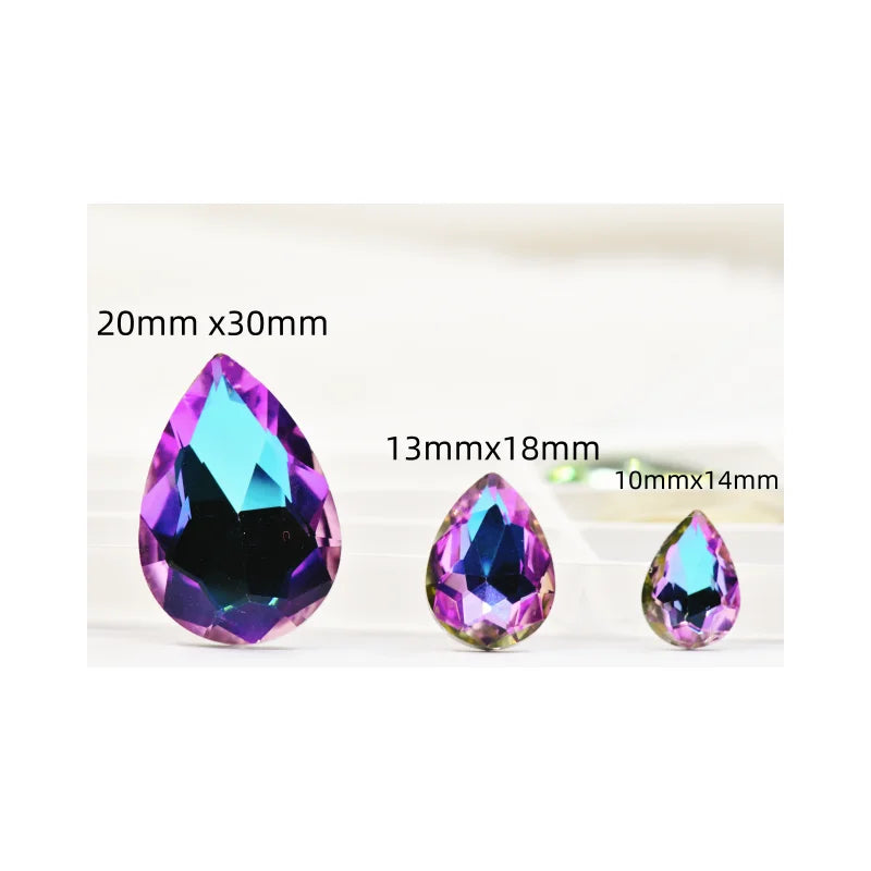 Bulk Glitter Rhinestone Crystal Glass Beads Pointback Teardrop Stones for Needlework Jewelry Crafting Supplies