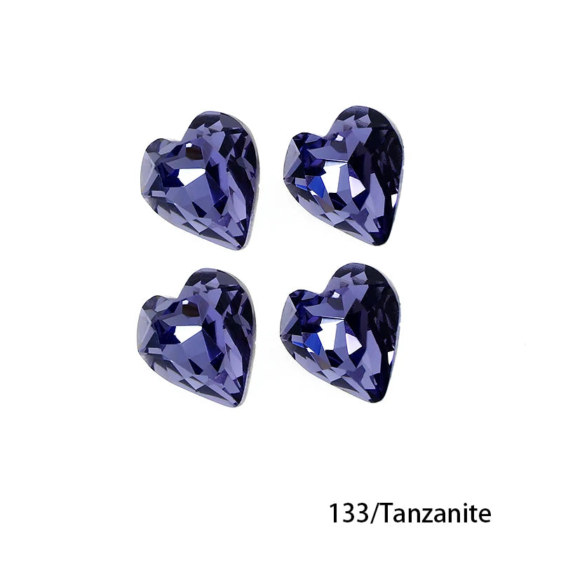 Crystal  Fancy Stone Pointed Back Rhinestones Heart Shape Glue On Crystal Beads K9 Glass Loose Diamond For Jewelry Making DIY