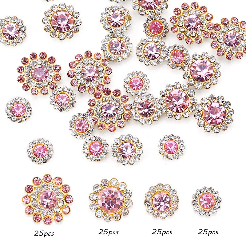 100pcs mixed size Sew-On Rhinestones Glitter for DIY Crafts Clothing Decoration Sparkling Bling round Shape Stones