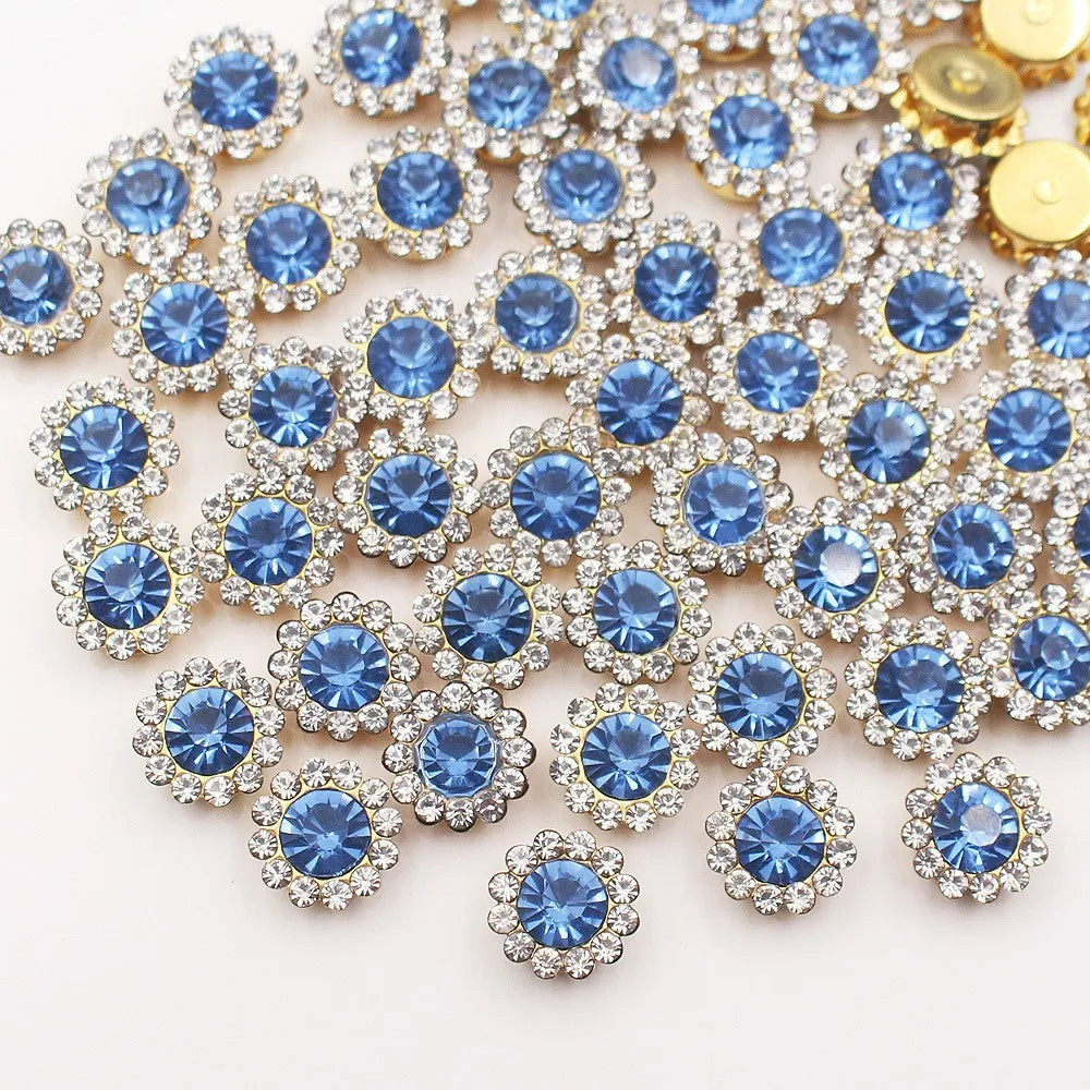 10mm 12mm  Sunflower Sewing Claw Rhinestones Crystals Glass Beads Buttons Stones Sew On Rhinestone for Clothes