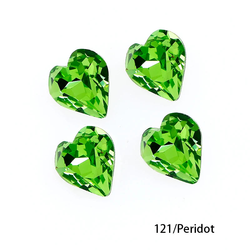 Crystal  Fancy Stone Pointed Back Rhinestones Heart Shape Glue On Crystal Beads K9 Glass Loose Diamond For Jewelry Making DIY