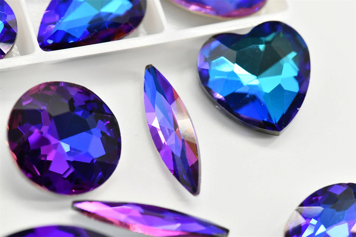 Blue Light Glass Crystal Rhinestones Beads for DIY Jewelry Crafting Sparkling Gemstones