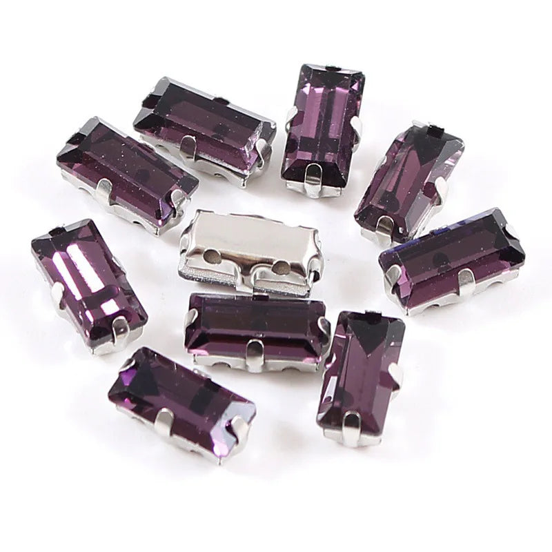 Baguette crystal stones wtth claw sew on  Fancy Stone  Glass Crystals rhinestones clothes Apparel Sewing Supplie accesorios