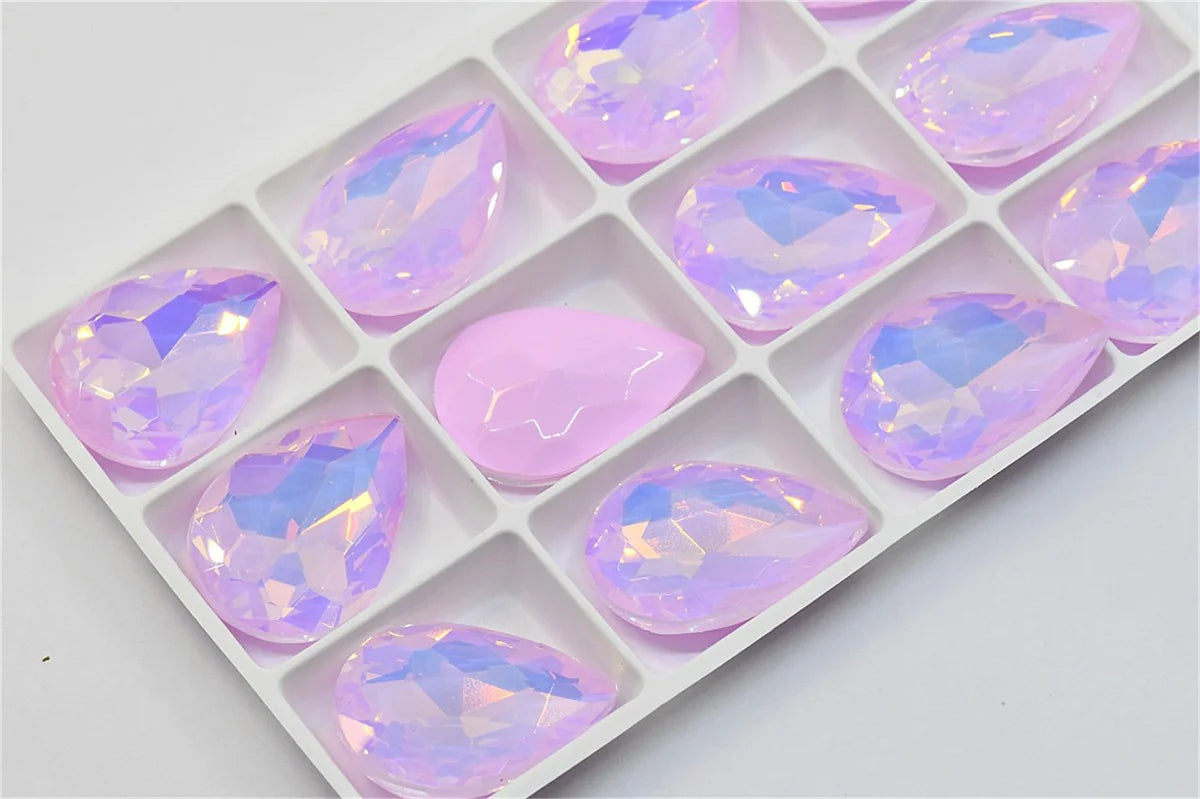 Bulk Glitter Rhinestone Crystal Glass Beads Pointback Teardrop Stones for Needlework Jewelry Crafting Supplies