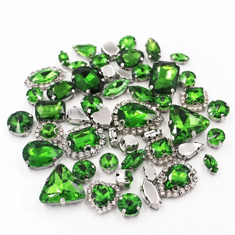 New 50pcs Glitter Rhinestone Sew on Claw Buckle Crystal DIY Craft Wedding Accessories white k claw
