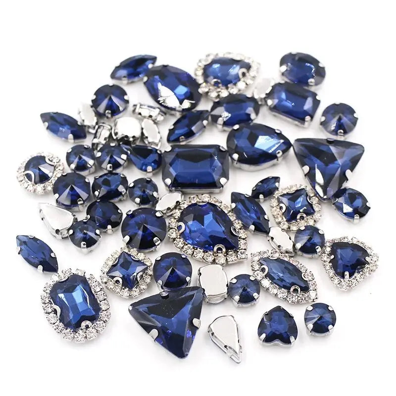 New 50pcs Glitter Rhinestone Sew on Claw Buckle Crystal DIY Craft Wedding Accessories white k claw