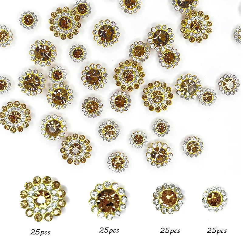 100pcs mixed size Sew-On Rhinestones Glitter for DIY Crafts Clothing Decoration Sparkling Bling round Shape Stones