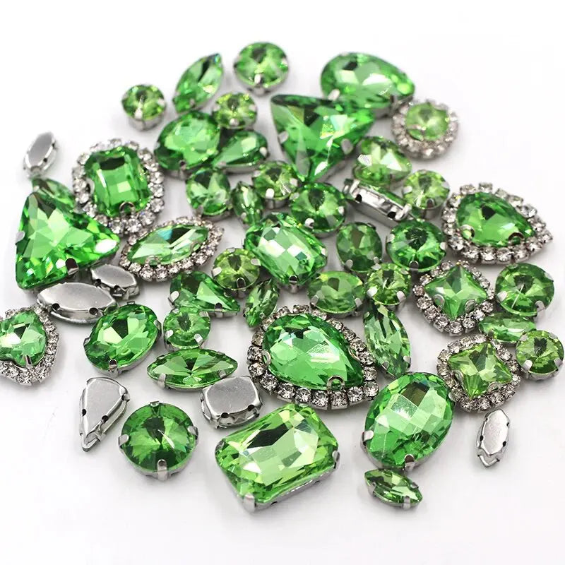 New 50pcs Glitter Rhinestone Sew on Claw Buckle Crystal DIY Craft Wedding Accessories white k claw