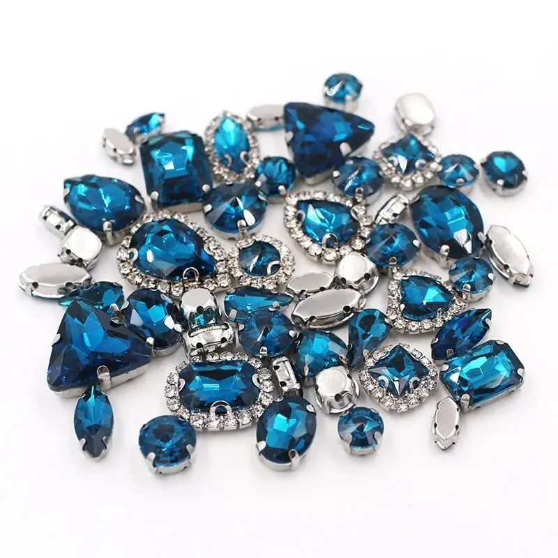 New 50pcs Glitter Rhinestone Sew on Claw Buckle Crystal DIY Craft Wedding Accessories white k claw