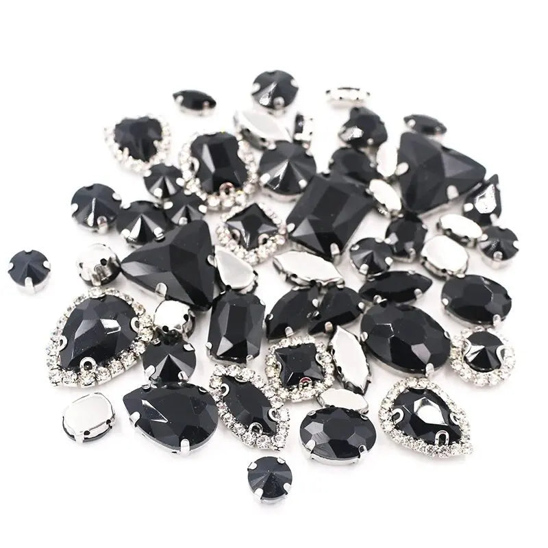 New 50pcs Glitter Rhinestone Sew on Claw Buckle Crystal DIY Craft Wedding Accessories white k claw