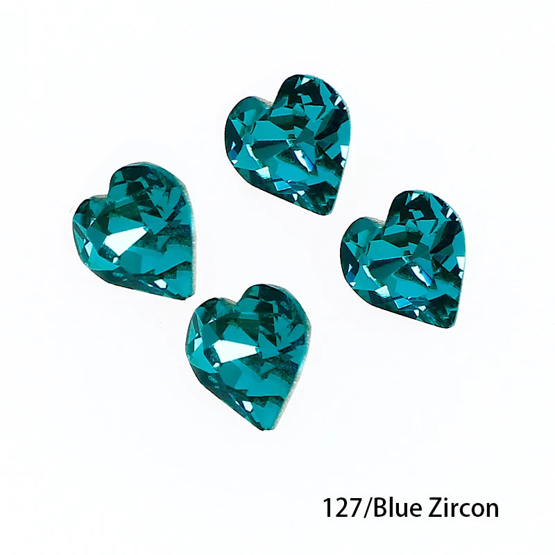 Crystal  Fancy Stone Pointed Back Rhinestones Heart Shape Glue On Crystal Beads K9 Glass Loose Diamond For Jewelry Making DIY