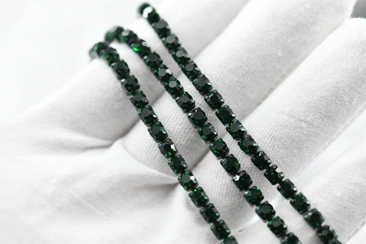 10 yards ss18 rhinestones chains for needlework Crystal Rhinestone Chain Silver Trim Costume Bridal Sewing  garment crafts