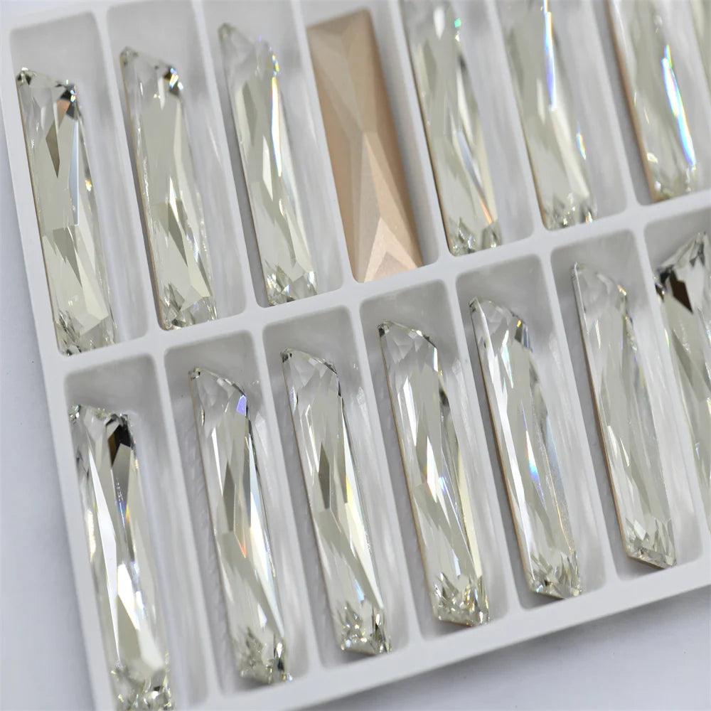 18pcs K9 Rectangle 10x30mm  Jewelry Accessories Pointback Glass crystal Stones Jewelry making
