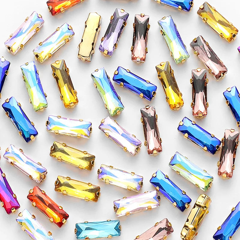 Baguette crystal stones wtth claw sew on  Fancy Stone  Glass Crystals rhinestones clothes Apparel Sewing Supplie accesorios