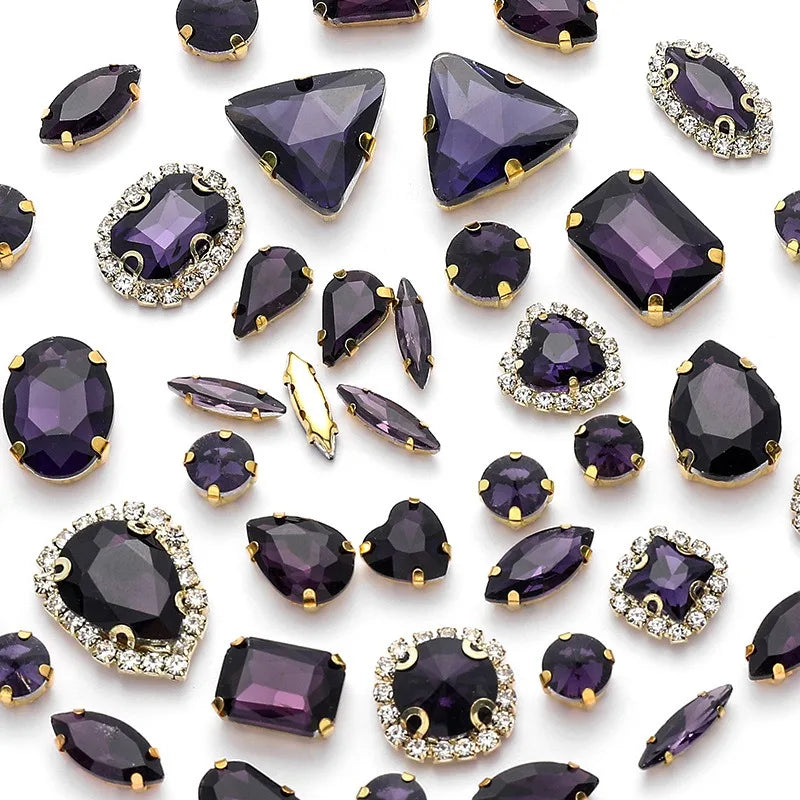 New gold claw 50pcs mixed Glitter Rhinestone Sew on Claw Buckle Crystal DIY Craft Wedding Accessories
