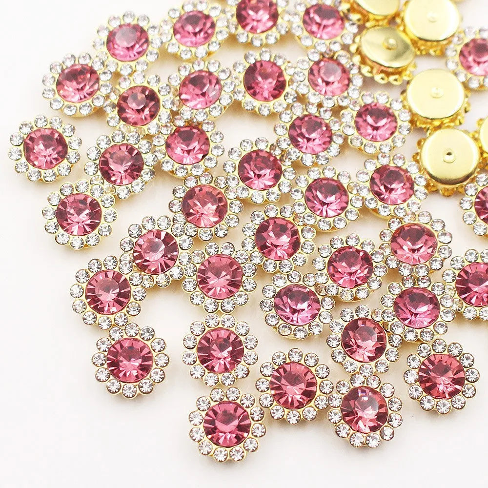 10mm 12mm  Sunflower Sewing Claw Rhinestones Crystals Glass Beads Buttons Stones Sew On Rhinestone for Clothes