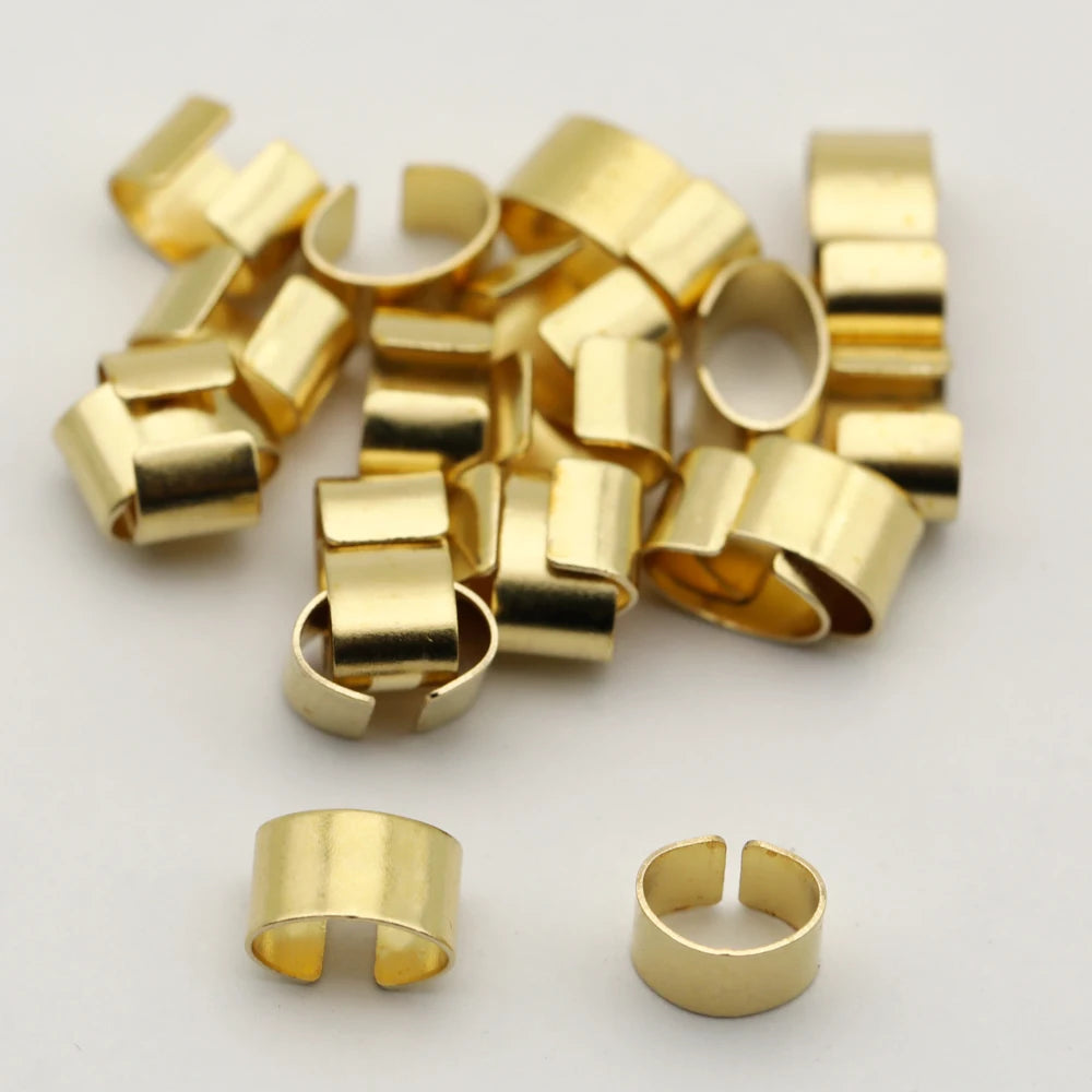 200pcs Brass Metal Crimp Beads Cord End Caps Slide Spacers DIY Jewelry Findings for Leather Rope Bracelet Necklace Making