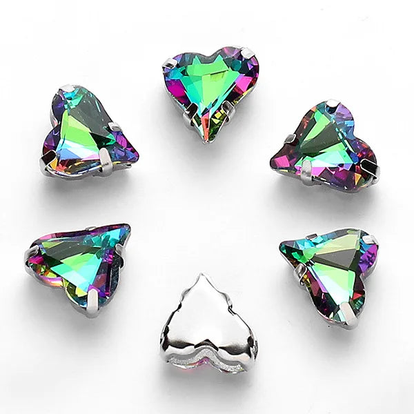 12x13mm heart shape rhinestone Applique Strass Diamond with claw Buttons Jewelry making Clothing sewing accessories hat crafts