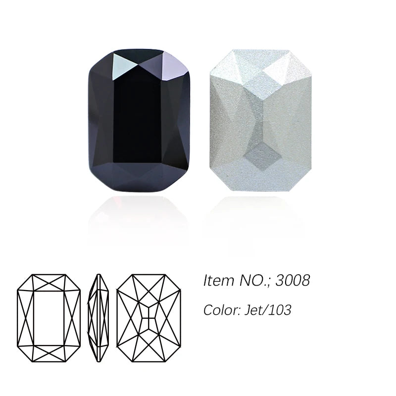 K9 Glass Rectangle Octagon Strass Diamond for Clothes, Nail Art, Rhinestone 3D Pointback, Fancy Stone Gems, Bling Crystal, DIY