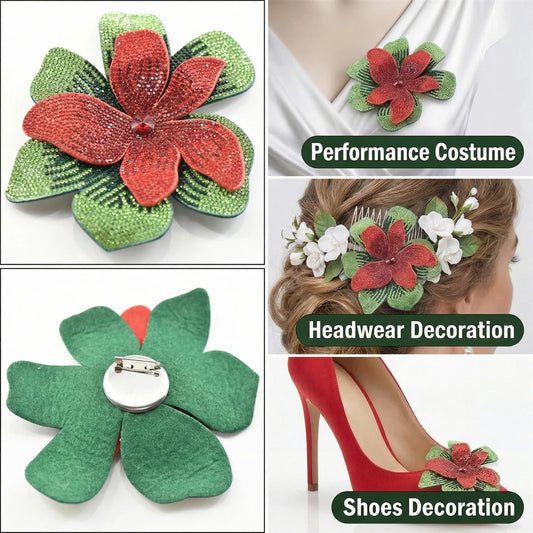 2 pcs Luxury Fashion Rhinestone Flower Brooch Light Women's Jewelry Pin for Wedding Dress Banquet Chest Gift