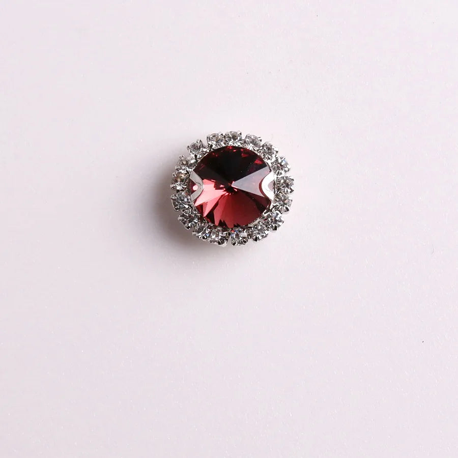 Glass crystal Rivoli round shape with rhinestone chain in Silver metal claw settings Sew on clothes shoes diy trim