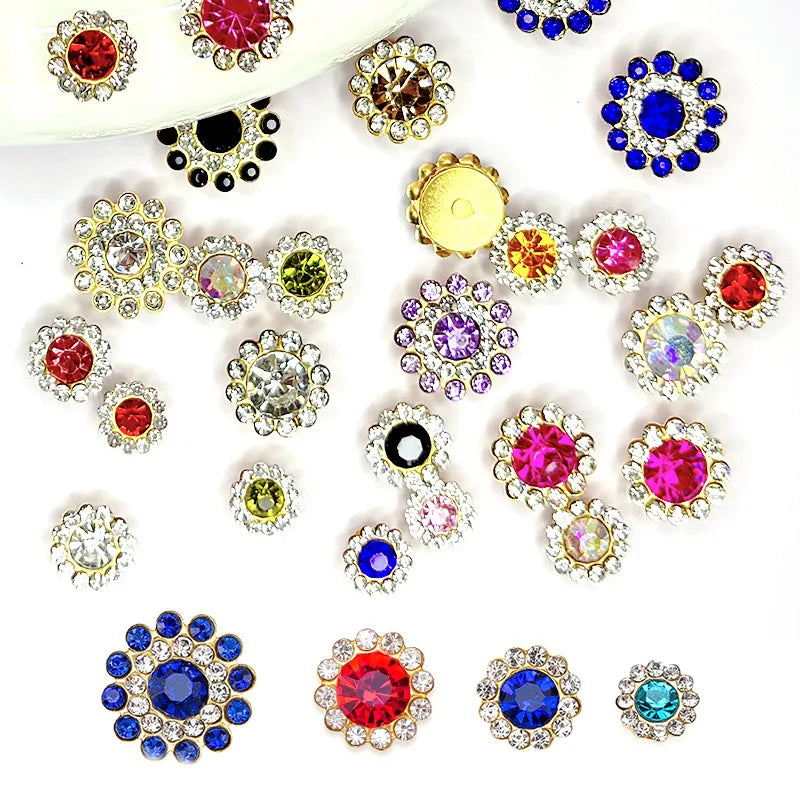 100pcs mixed size Sew-On Rhinestones Glitter for DIY Crafts Clothing Decoration Sparkling Bling round Shape Stones