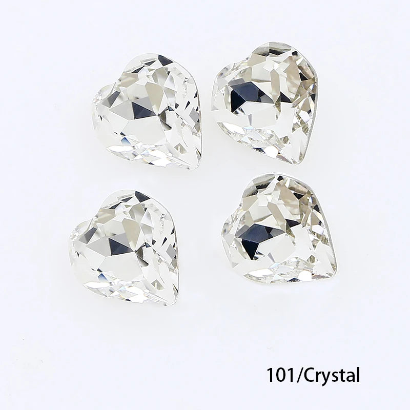 Crystal  Fancy Stone Pointed Back Rhinestones Heart Shape Glue On Crystal Beads K9 Glass Loose Diamond For Jewelry Making DIY