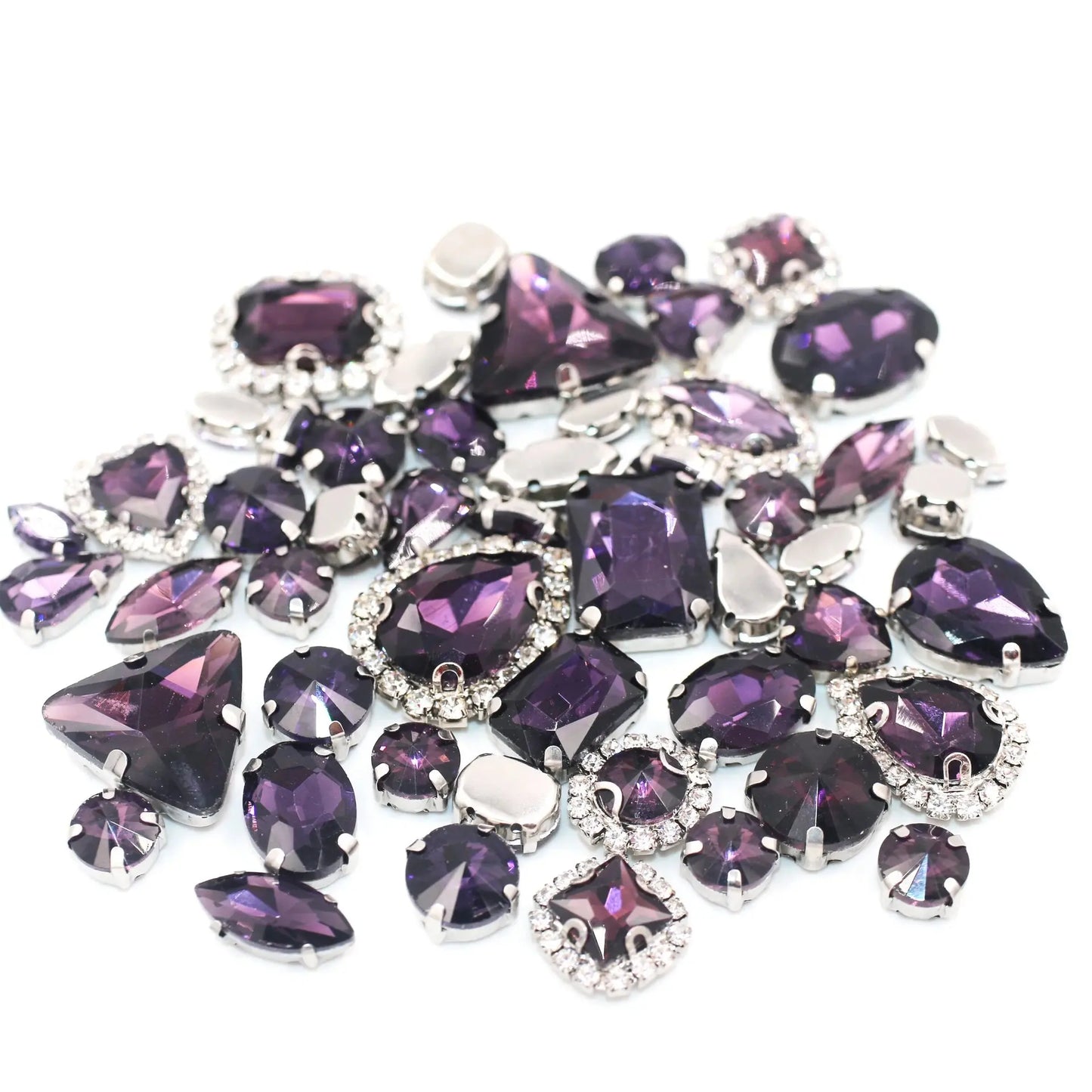New 50pcs Glitter Rhinestone Sew on Claw Buckle Crystal DIY Craft Wedding Accessories white k claw