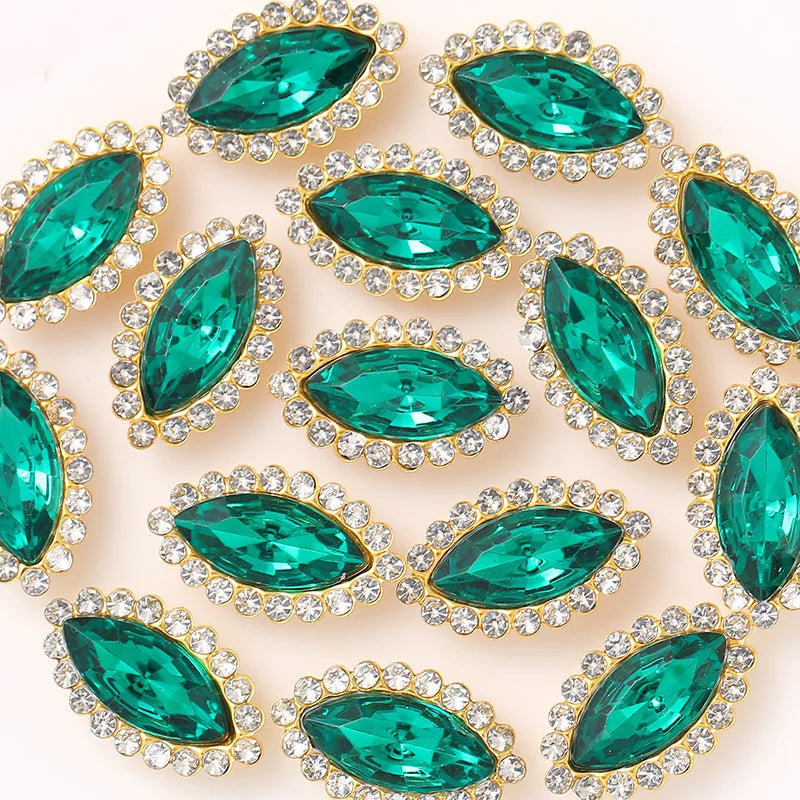 navette Acrylic Horse Eye Sewing Rhinestones Buttons Shiny CrystalS Glass Beads Stones Fabric Crafts