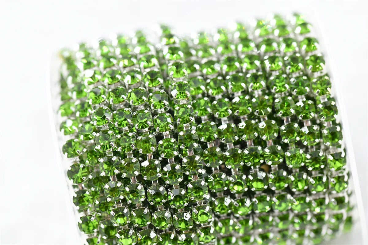 ss20 5mm chains  for needlework Crystal Rhinestone Chain Silver Trim Costume Bridal Sewing 10 yards garment crafts