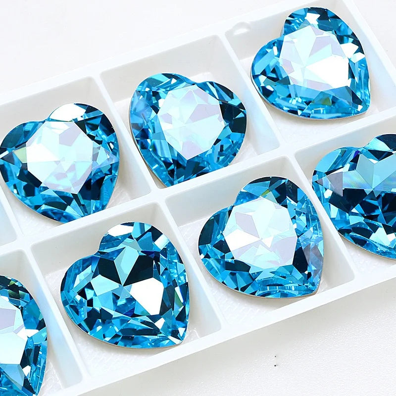 K9 Big Heart Glass Rhinestones 27mm/18mm Crystal Diamond Decoration Beads for Needlework