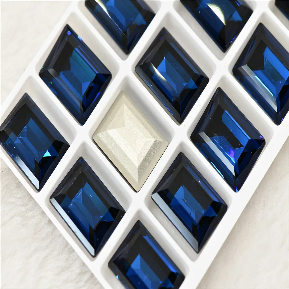 k9 Rectangle Rhinestones 10*14 violet bluecrafts super Glitter For Clothes DIY Sewing Beads For Jewelry 13X18MM 10X14MM