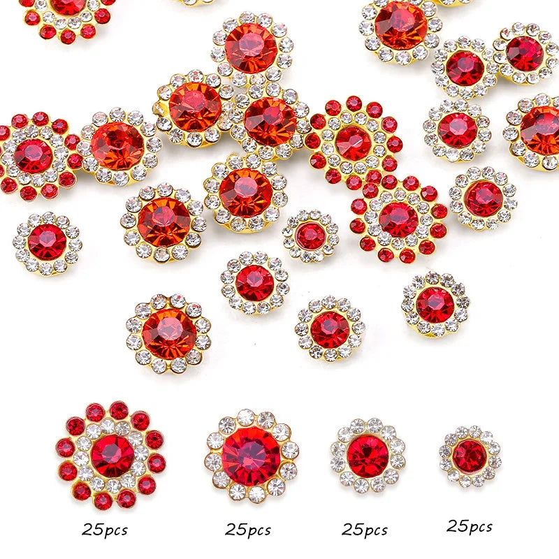 100pcs mixed size Sew-On Rhinestones Glitter for DIY Crafts Clothing Decoration Sparkling Bling round Shape Stones