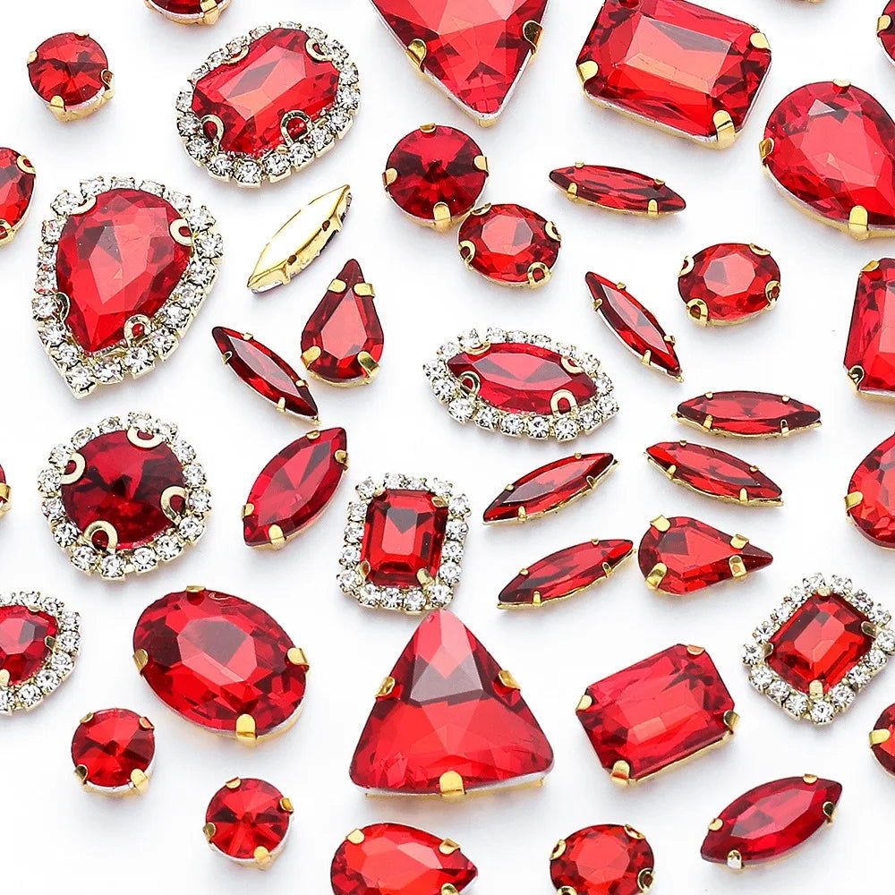 New gold claw 50pcs mixed Glitter Rhinestone Sew on Claw Buckle Crystal DIY Craft Wedding Accessories