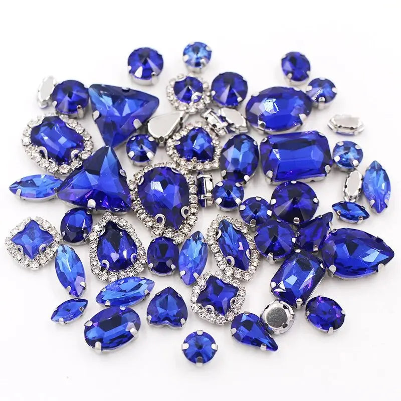 New 50pcs Glitter Rhinestone Sew on Claw Buckle Crystal DIY Craft Wedding Accessories white k claw