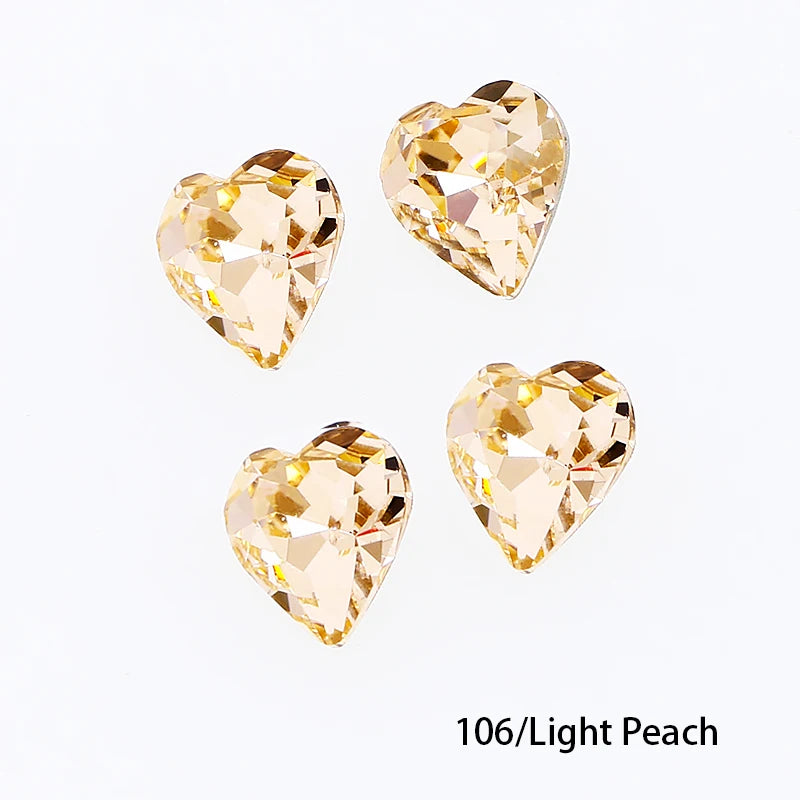 Crystal  Fancy Stone Pointed Back Rhinestones Heart Shape Glue On Crystal Beads K9 Glass Loose Diamond For Jewelry Making DIY