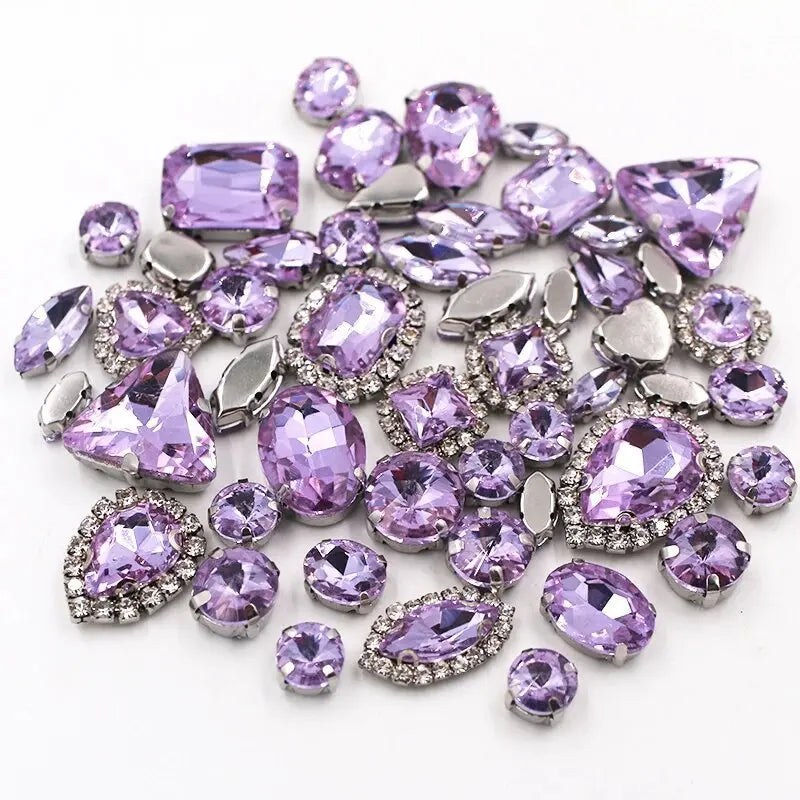 New 50pcs Glitter Rhinestone Sew on Claw Buckle Crystal DIY Craft Wedding Accessories white k claw