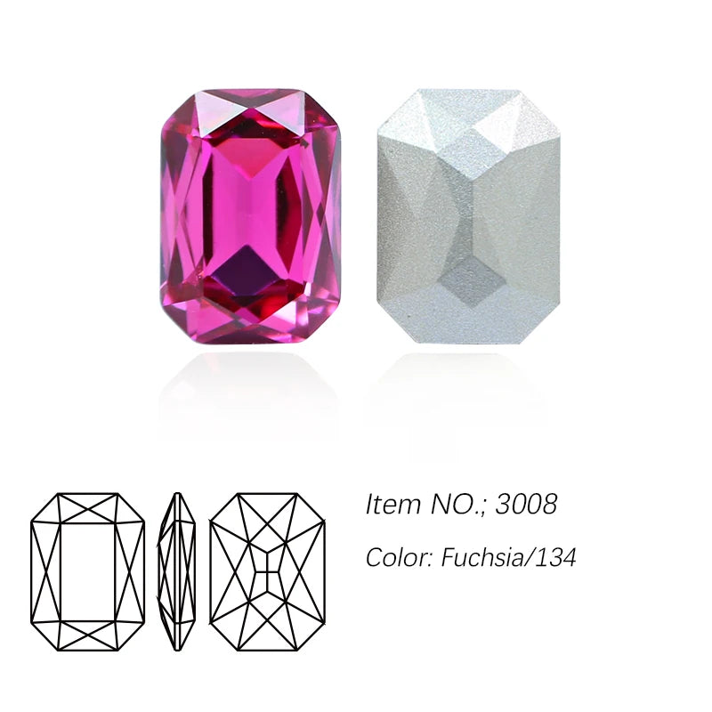 K9 Glass Rectangle Octagon Strass Diamond for Clothes, Nail Art, Rhinestone 3D Pointback, Fancy Stone Gems, Bling Crystal, DIY