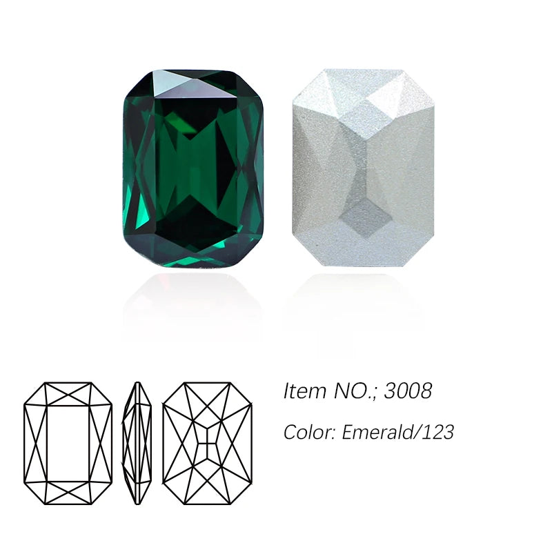 K9 Glass Rectangle Octagon Strass Diamond for Clothes, Nail Art, Rhinestone 3D Pointback, Fancy Stone Gems, Bling Crystal, DIY