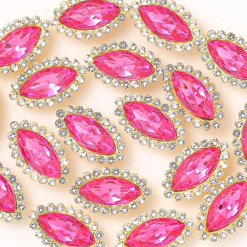 navette Acrylic Horse Eye Sewing Rhinestones Buttons Shiny CrystalS Glass Beads Stones Fabric Crafts