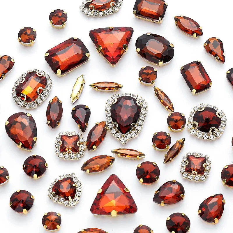 New gold claw 50pcs mixed Glitter Rhinestone Sew on Claw Buckle Crystal DIY Craft Wedding Accessories