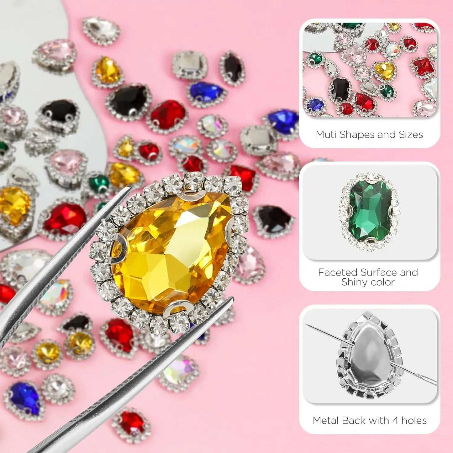New 50pcs Glitter Rhinestone Sew on Claw Buckle Crystal DIY Craft Wedding Accessories white k claw