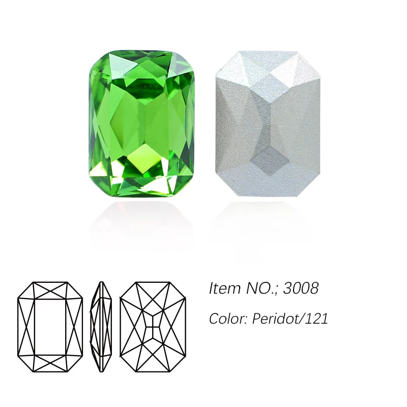 K9 Glass Rectangle Octagon Strass Diamond for Clothes, Nail Art, Rhinestone 3D Pointback, Fancy Stone Gems, Bling Crystal, DIY
