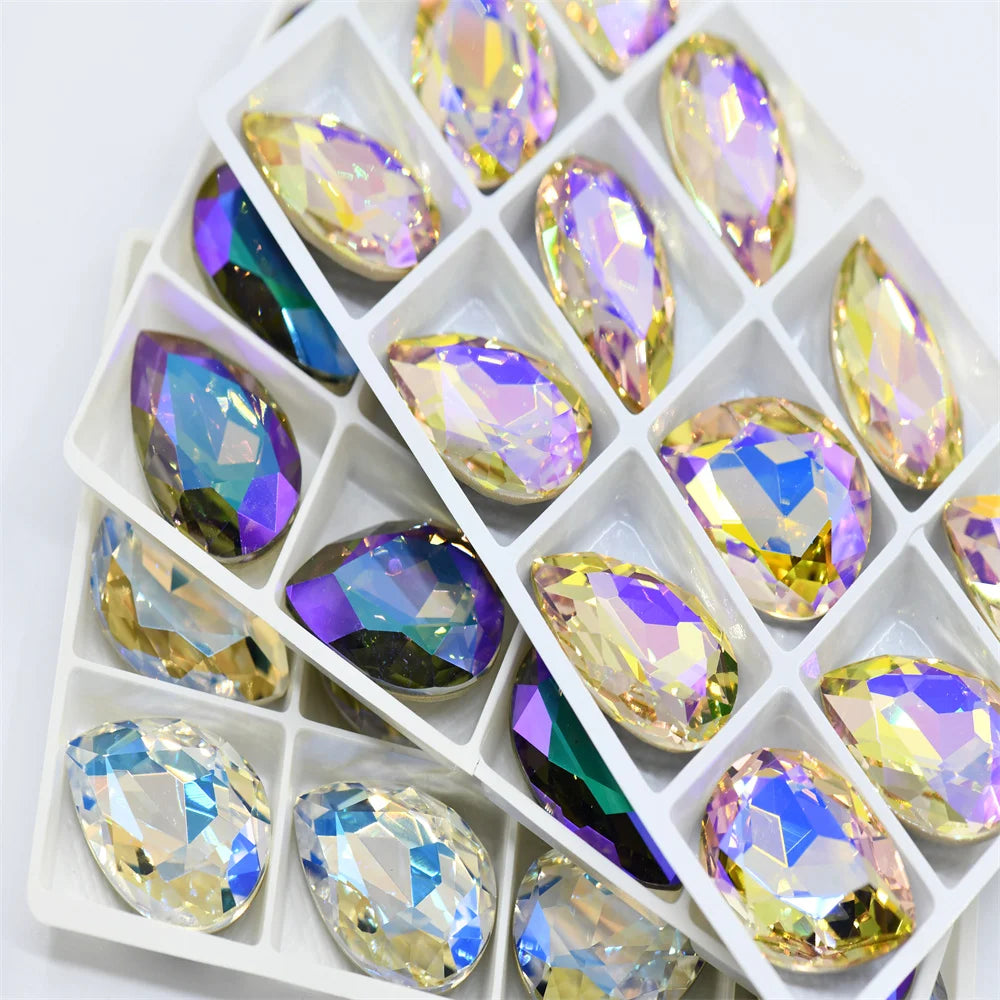 k9 glass crystal Rhinestones Pointback teardrop  super glitter  Beads For Jewelry Making 30x40mm 20x30mm