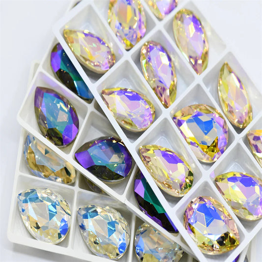k9 glass crystal Rhinestones Pointback teardrop  super glitter  Beads For Jewelry Making 30x40mm 20x30mm