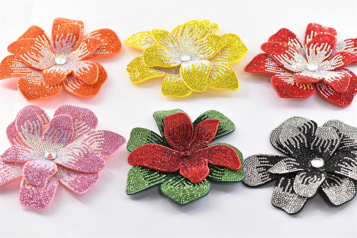 2 pcs Luxury Fashion Rhinestone Flower Brooch Light Women's Jewelry Pin for Wedding Dress Banquet Chest Gift