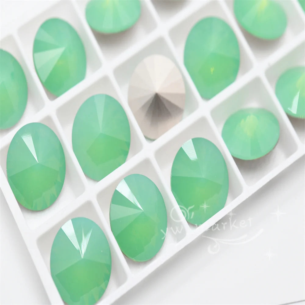 k9 Green Opal decorative crystals beads Rivoli teardrop oval Diy crafts jewels accessories