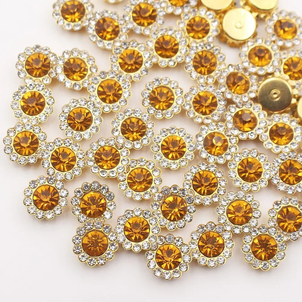 10mm 12mm  Sunflower Sewing Claw Rhinestones Crystals Glass Beads Buttons Stones Sew On Rhinestone for Clothes