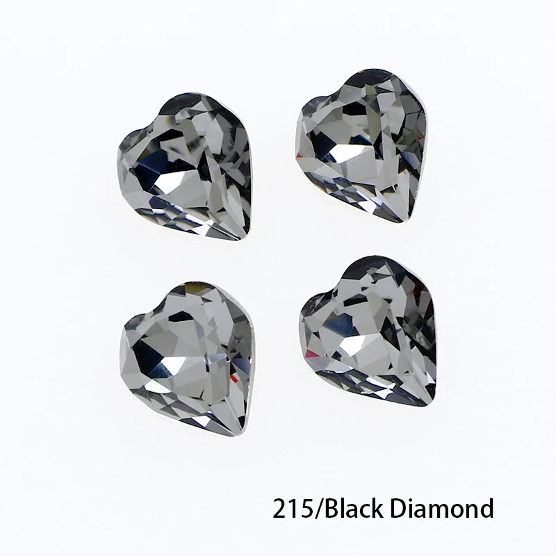 Crystal  Fancy Stone Pointed Back Rhinestones Heart Shape Glue On Crystal Beads K9 Glass Loose Diamond For Jewelry Making DIY