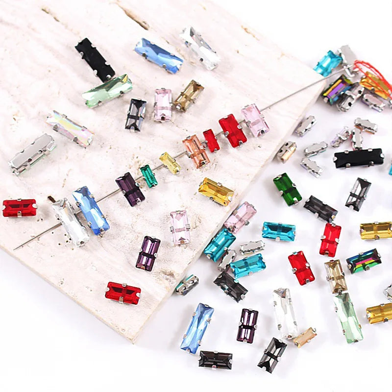 Baguette crystal stones wtth claw sew on  Fancy Stone  Glass Crystals rhinestones clothes Apparel Sewing Supplie accesorios